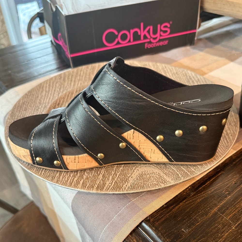 Corkys Black Strappy Women's Sandals - Picture 5 of 10